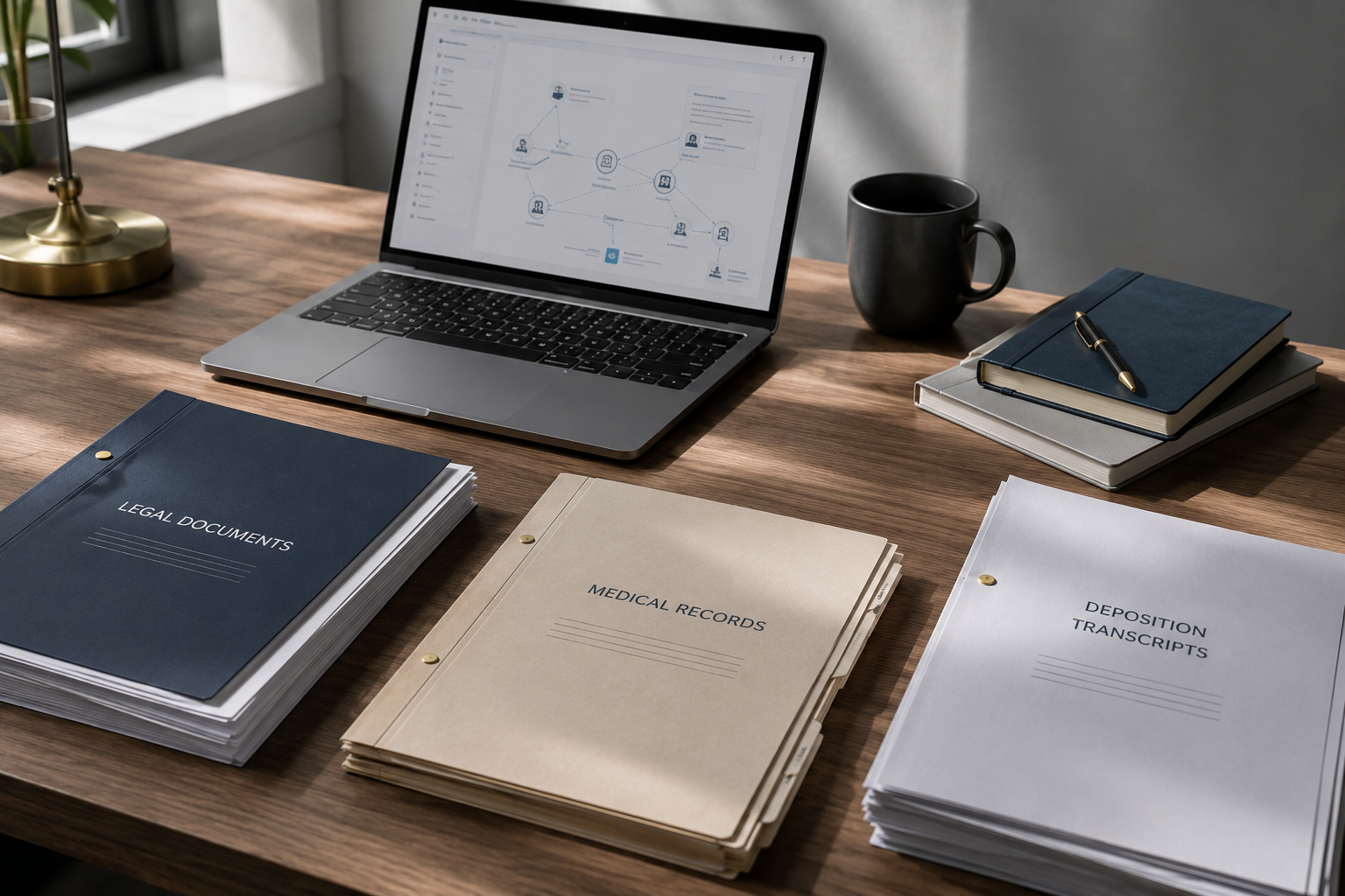 AI-powered claims decision intelligence platform reviewing medical records, depositions, and demand letters for cross-document validation